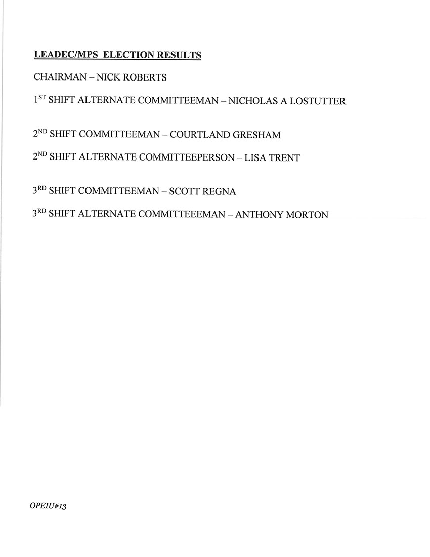 Leadership UAW Local 2250