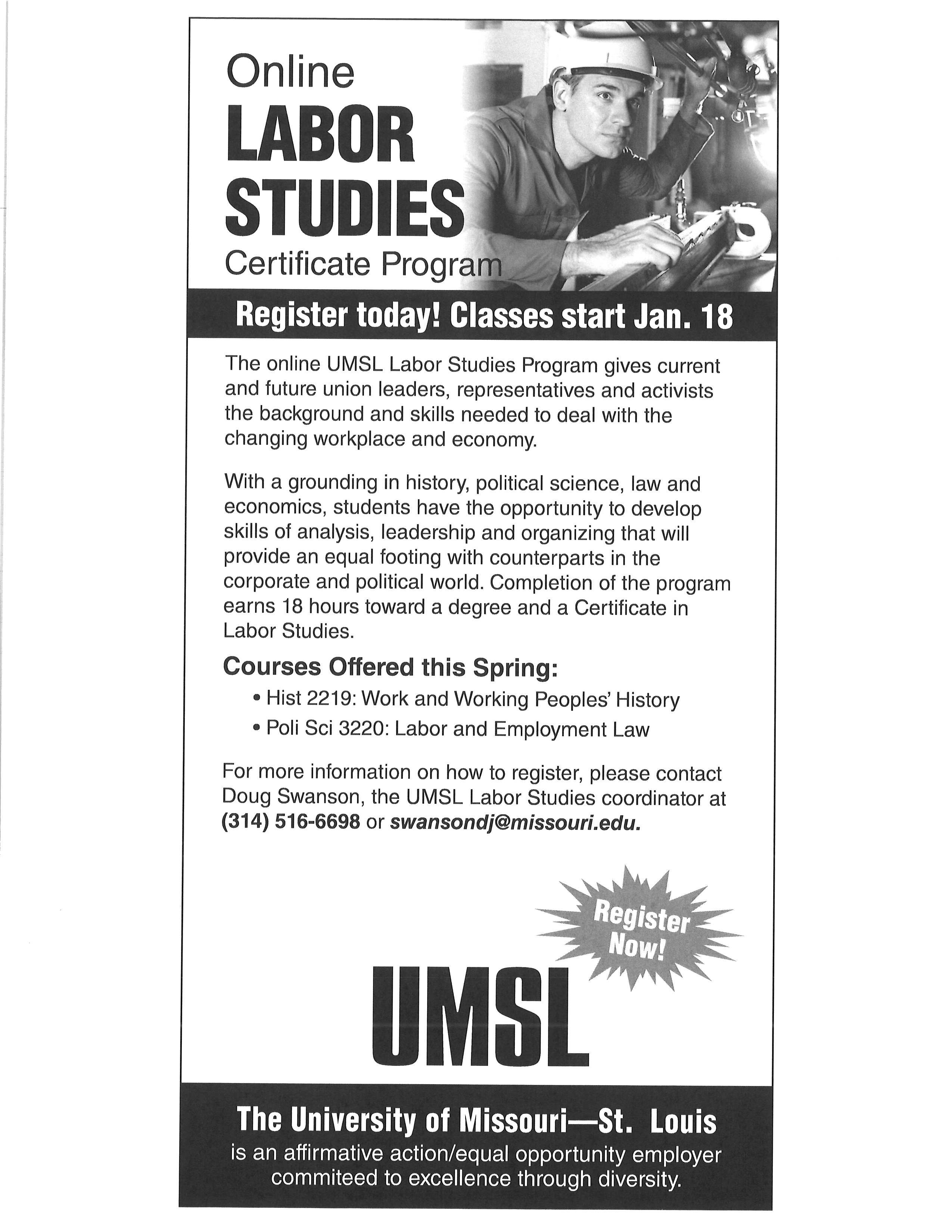 Want To Be A Union Leader?  Get Educated@UMSL