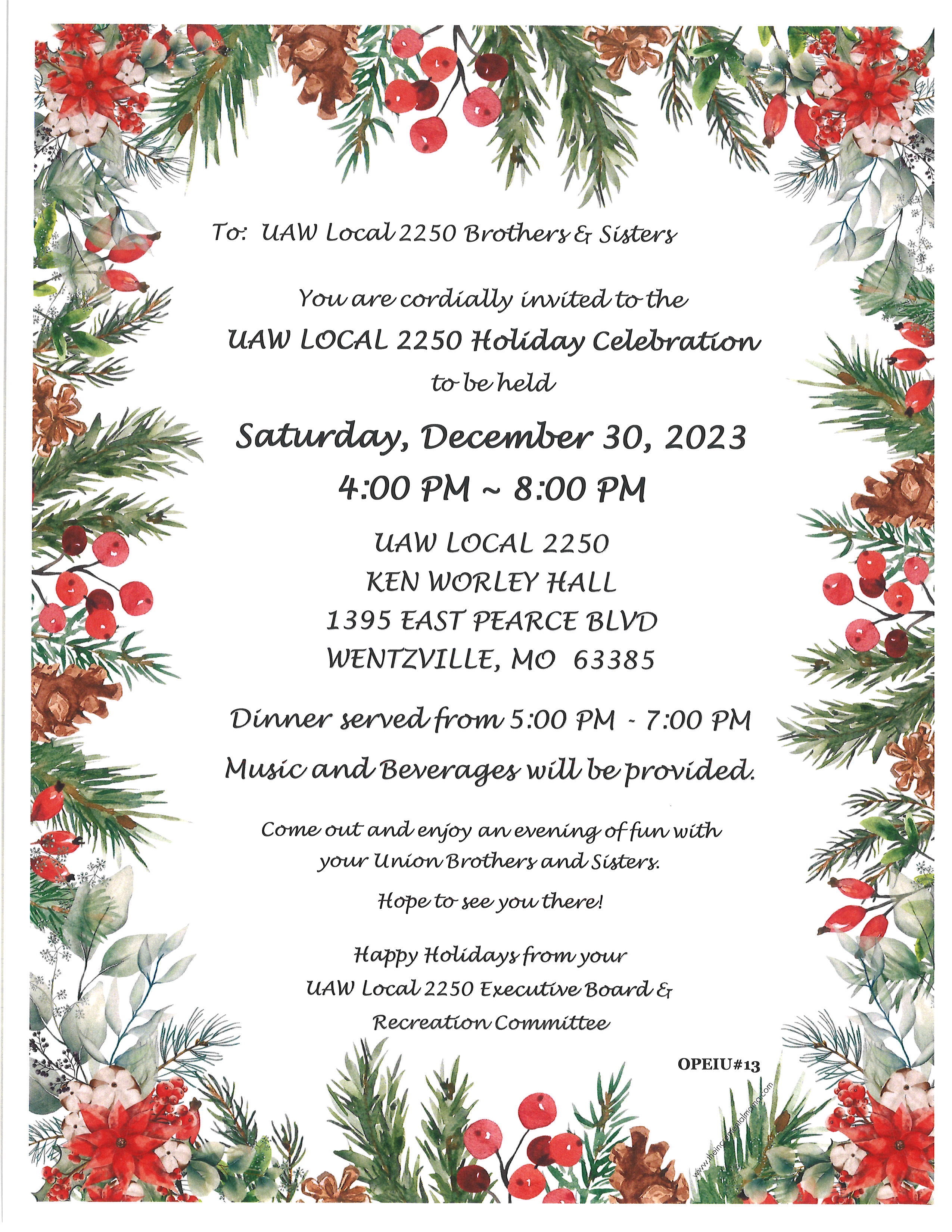 Holiday Celebration At THe Hall! | UAW Local 2250