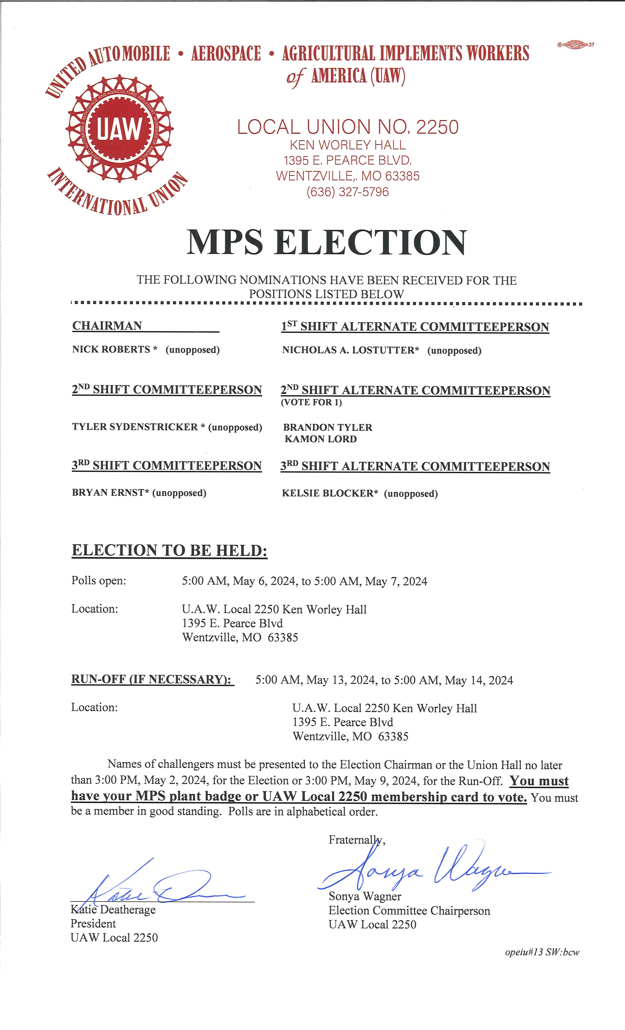 Notice: MPS Election