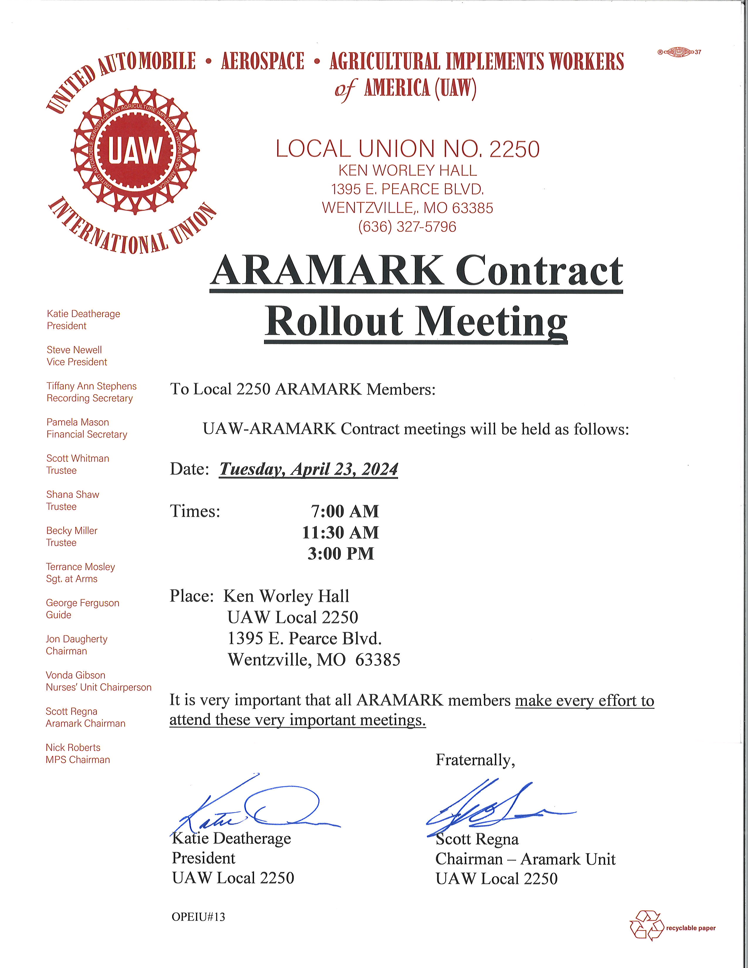 Let’s Find Out What Is In The Aramark Contract!