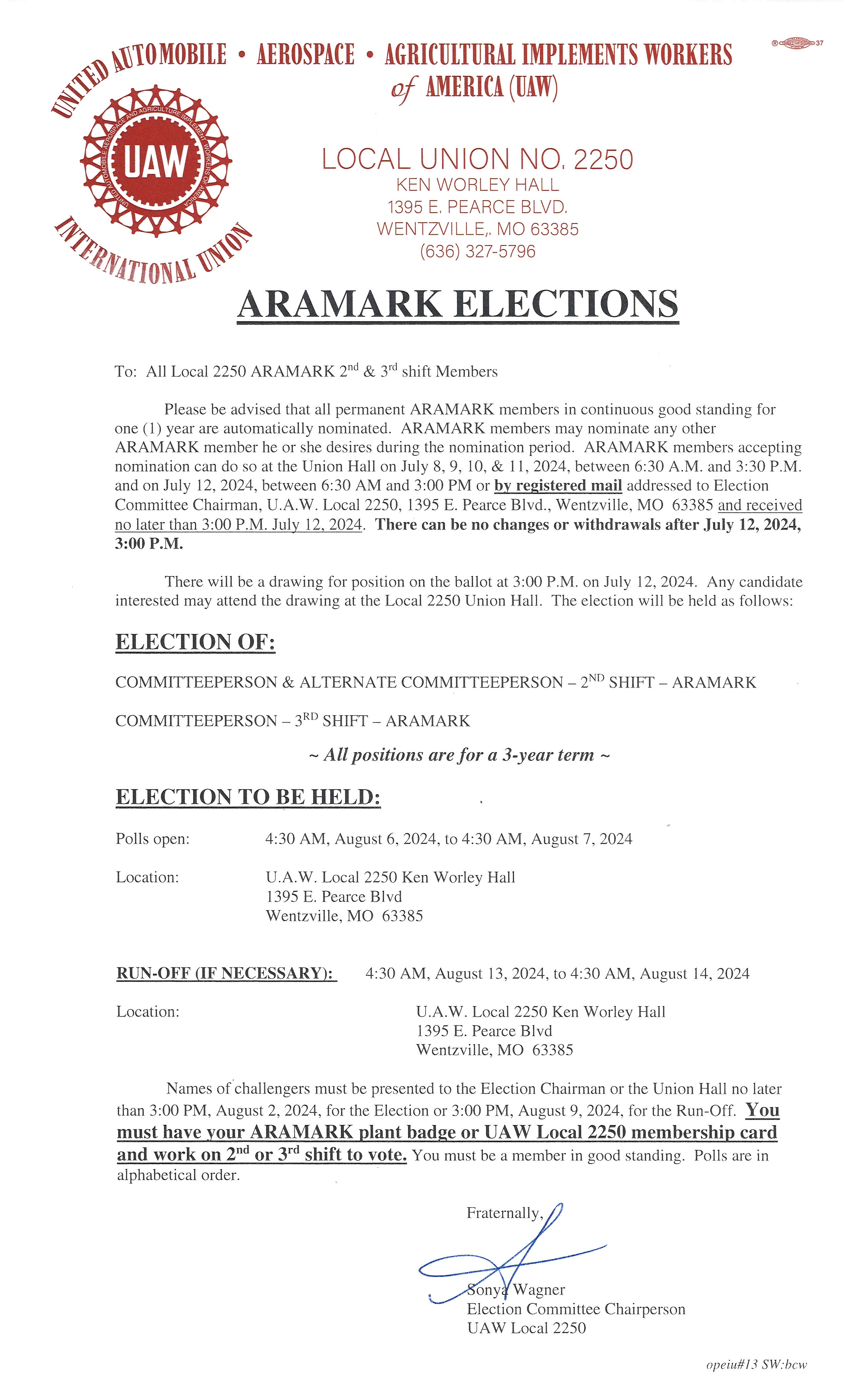 Election Notice – Aramark