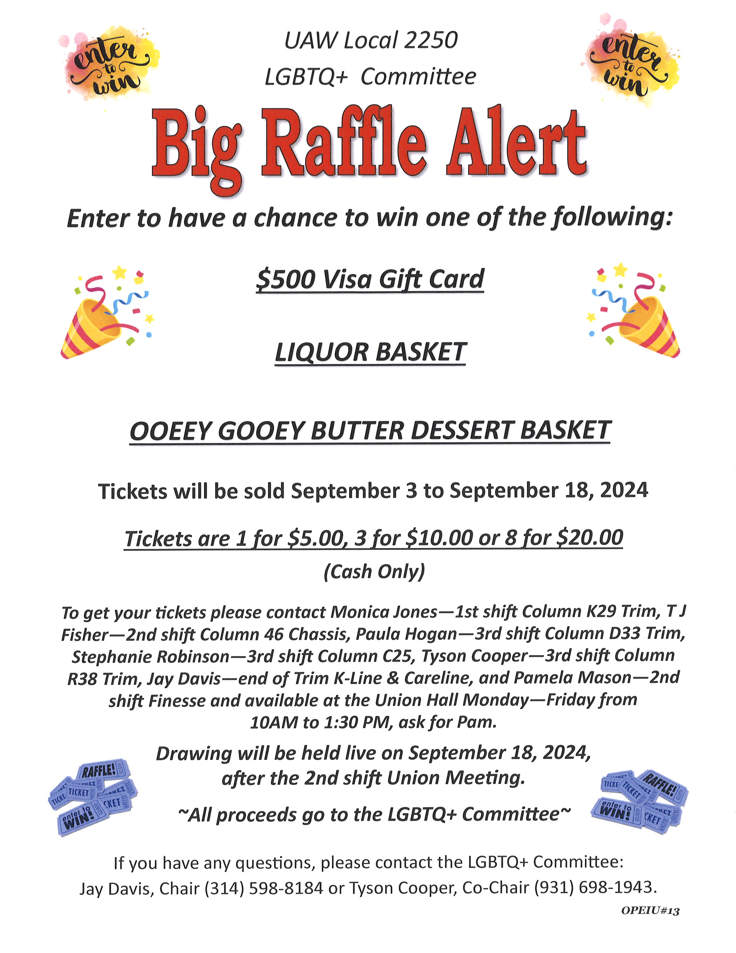 Big Raffle Alert! Big Bucks, Booze, and Butter!