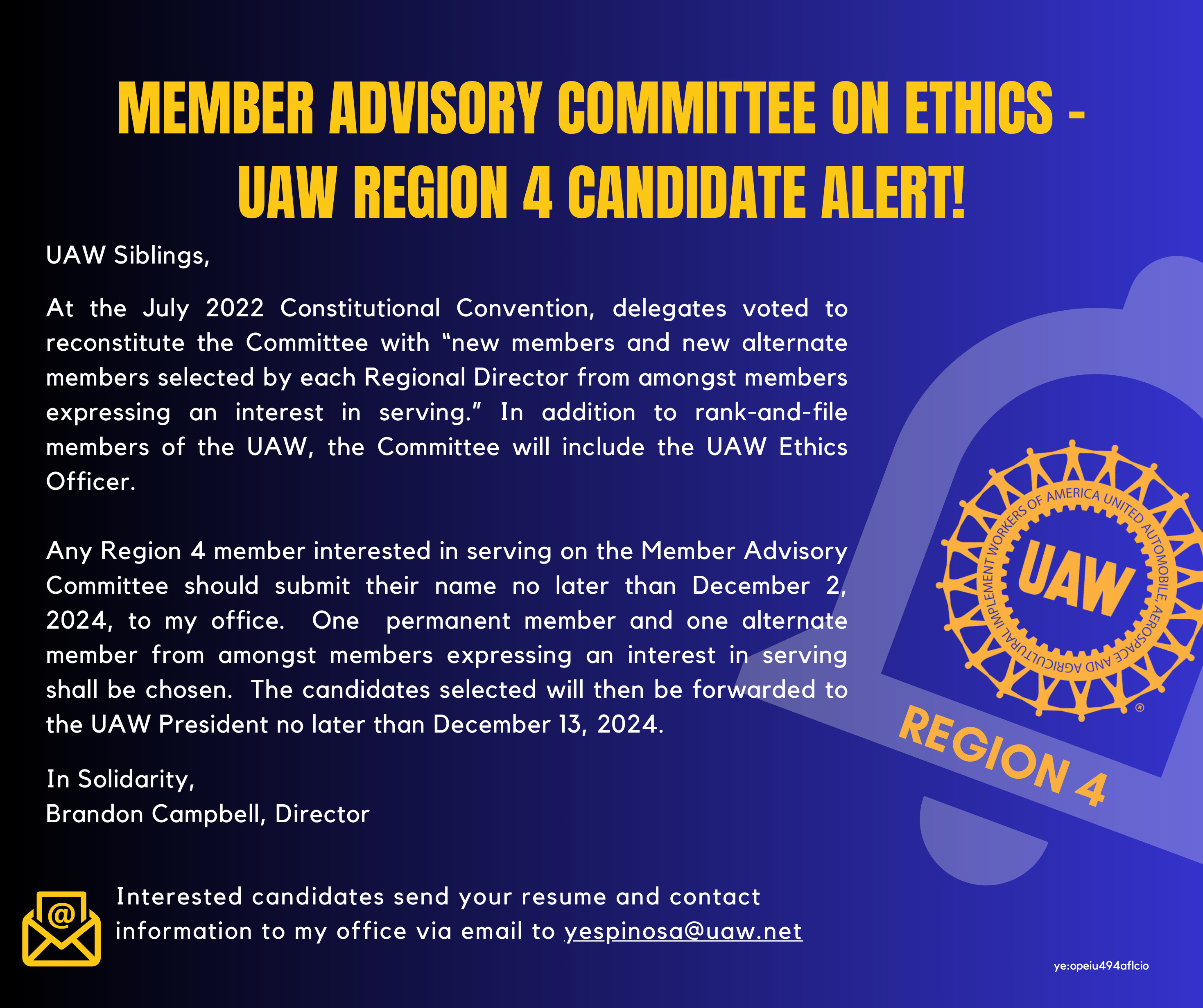 You Can Serve On The UAW Member Advisory Committee!