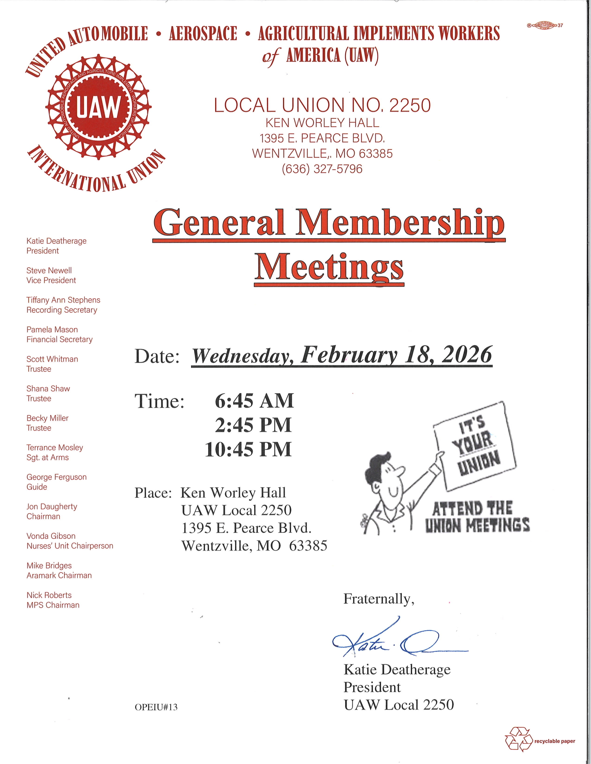 February Union Meeting!