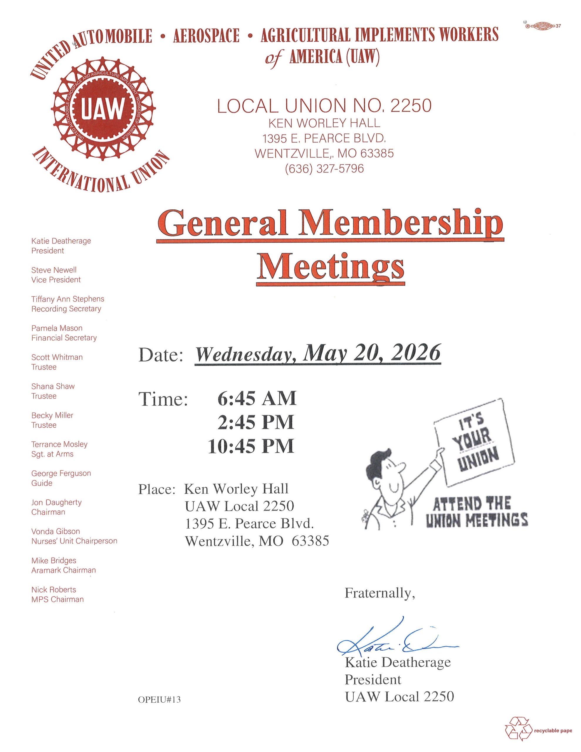 Union Meeting Wednesday!