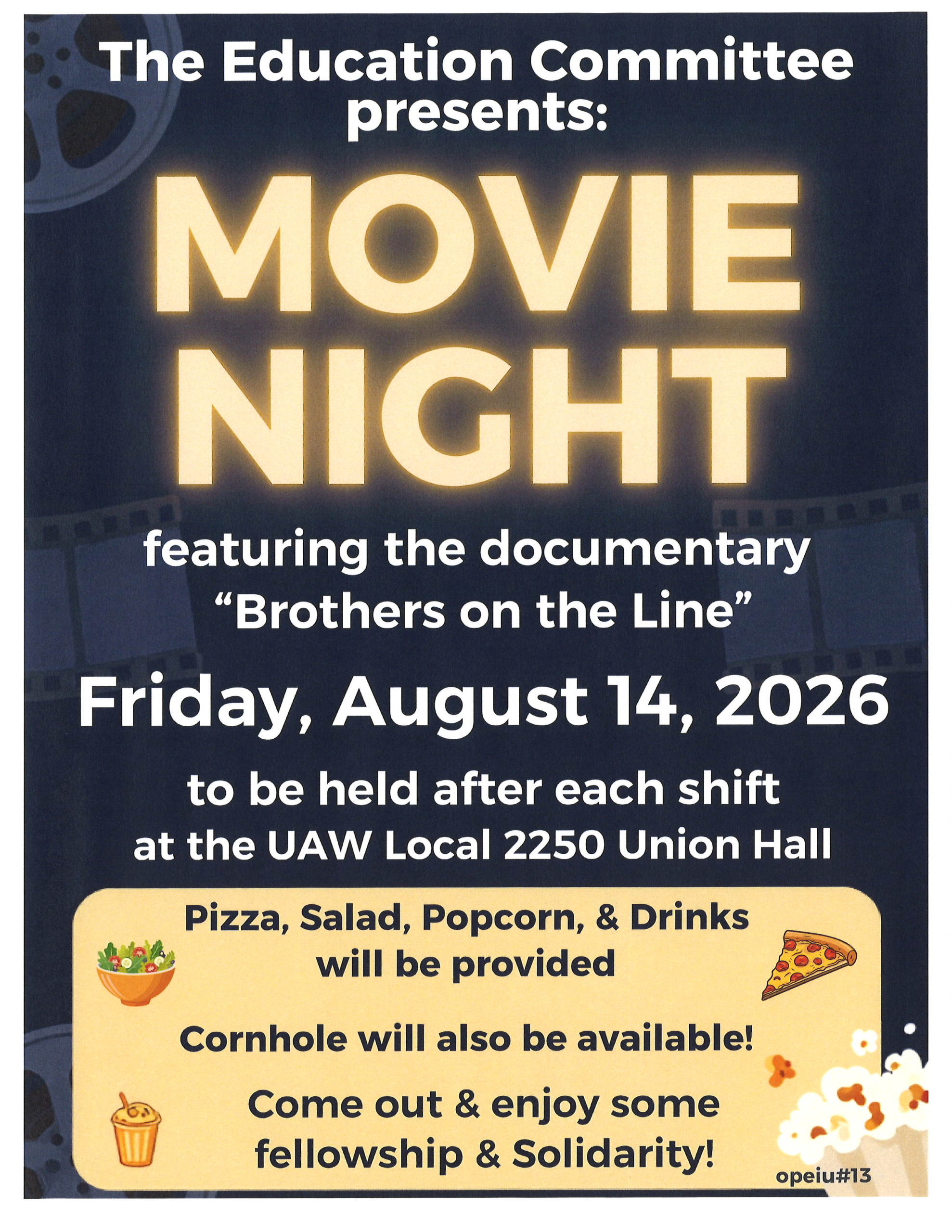 Movie, Cornhole, Pizza – Come On Over To The Hall!