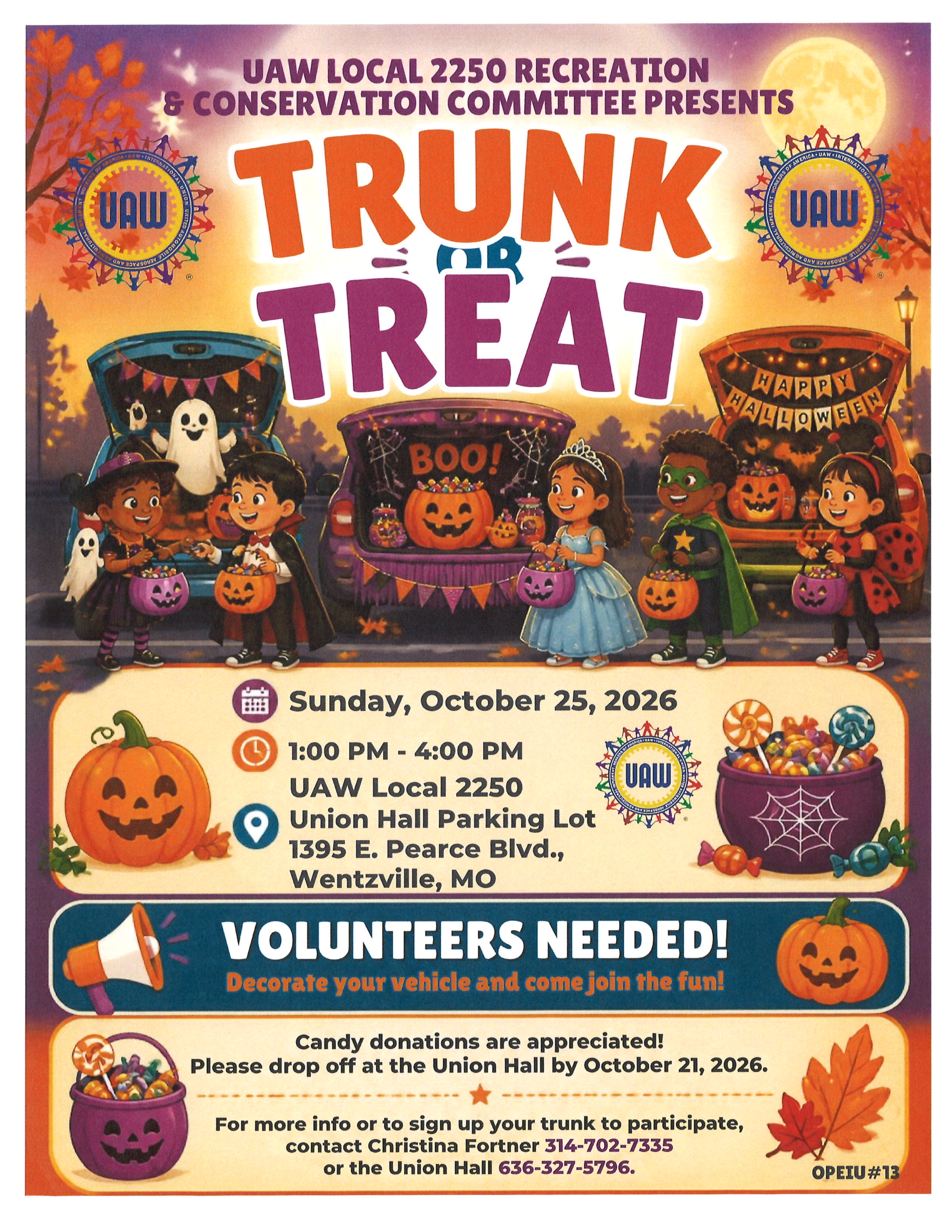 Trunk or Treat at the Hall – 10/25/26!